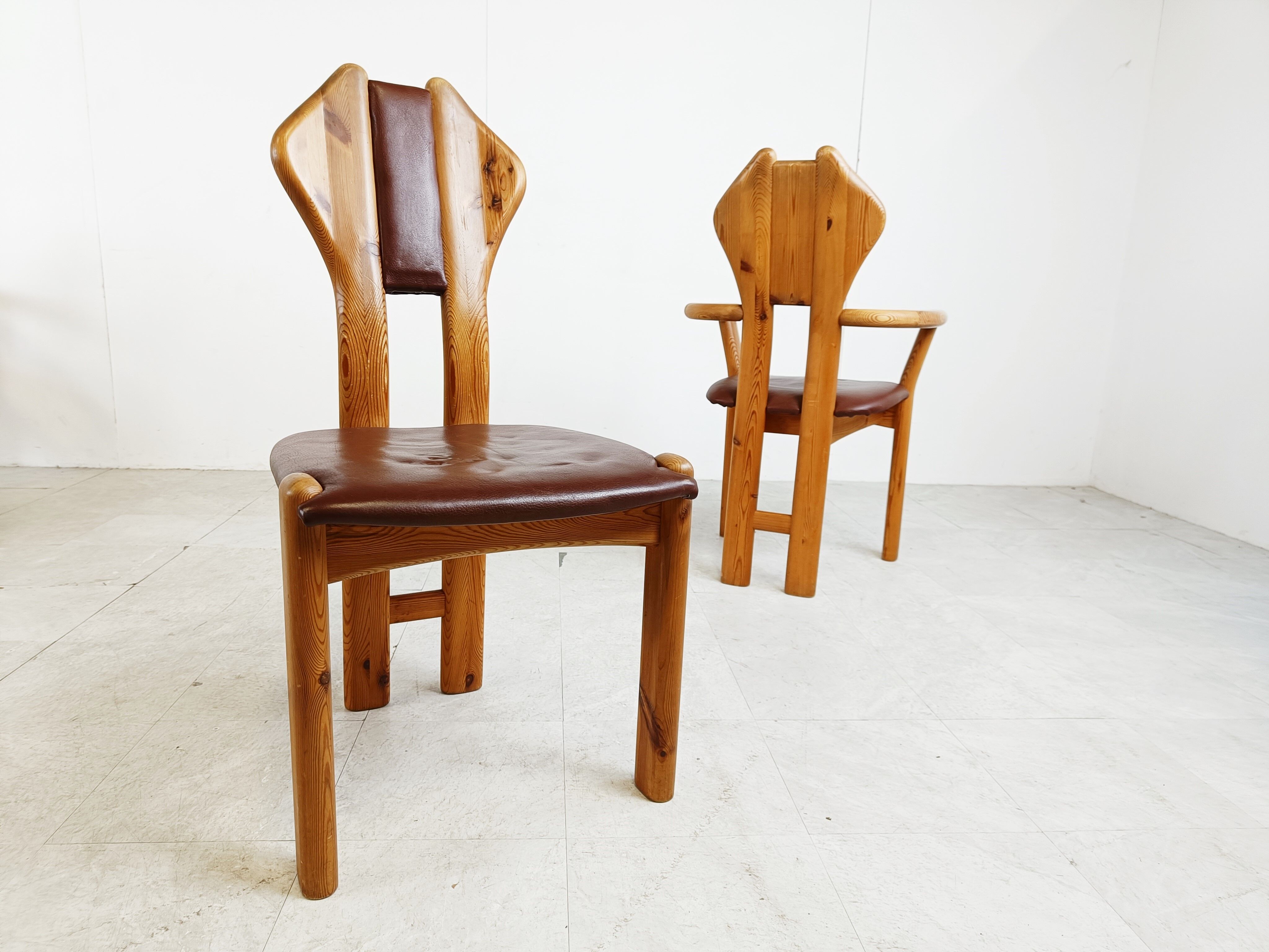 Chaises de salle à manger vintage en bois de pin - années 1970