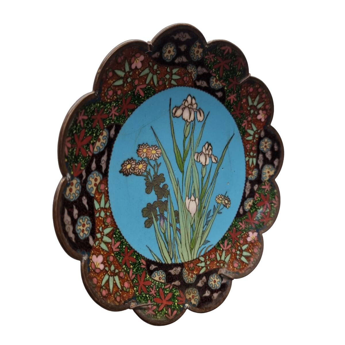 Antique Japanese Cloisonné Wall Plate, late 1800s