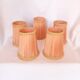 5 lampshades with clips for chandelier, 60s, pleated taffetas peach and golden trimmings
