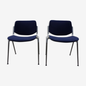 Lot de 10 chaises bleu Piretti Castelli vintage des années 70