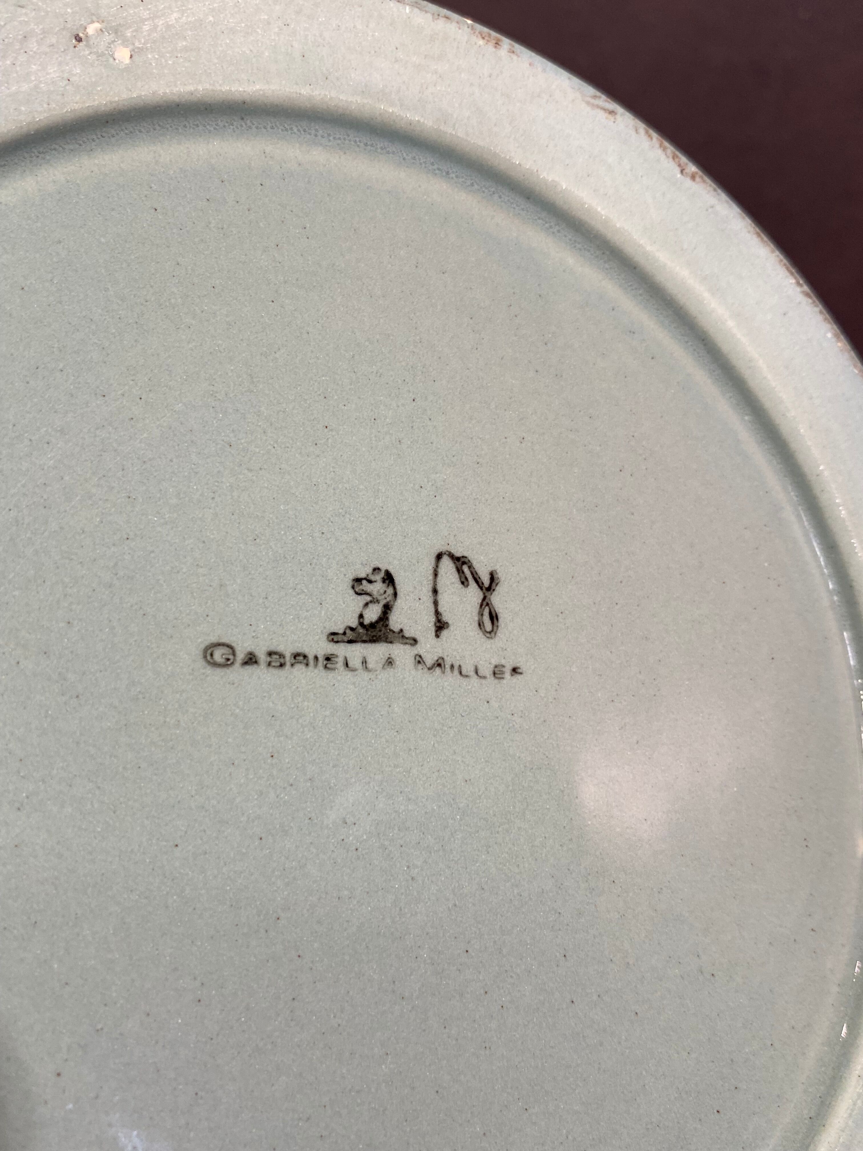 Pitcher, earthenware pitcher with headlight decoration signed Gabriella Railler