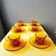 Amber glass coffee cups 70s