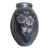 Edition Aliométal Artistique Irman - Vase aux fleurs en relief - aluminium