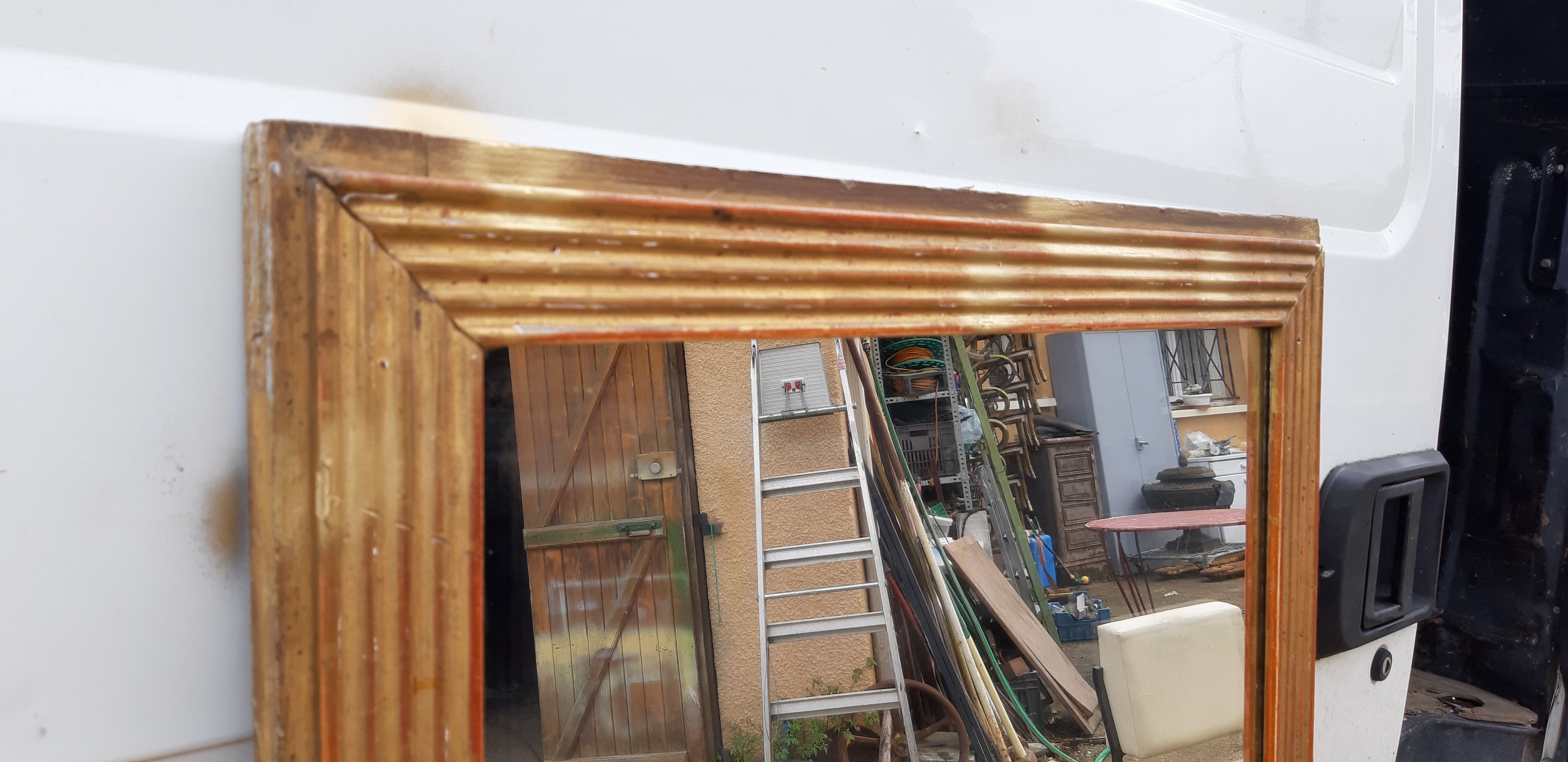 Mirror 19 eme Golden Wood and Stuk 73x71cm