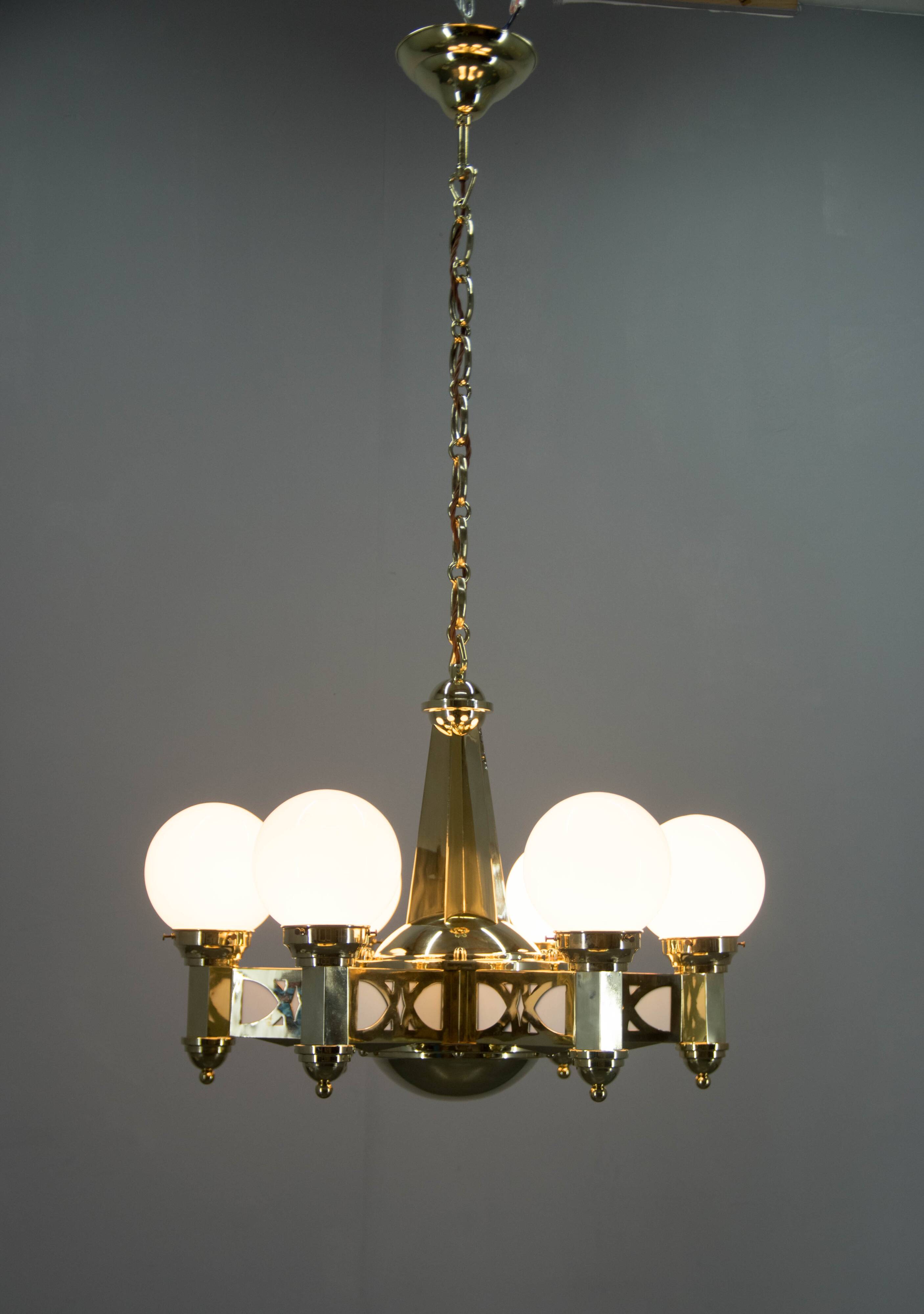 Rare Art Nouveau Chandelier by Emil Kralik for Vulkania, 1920s