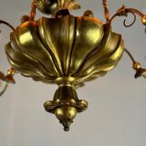 Gilded wood and brass chandelier, Central Europe circa 1900