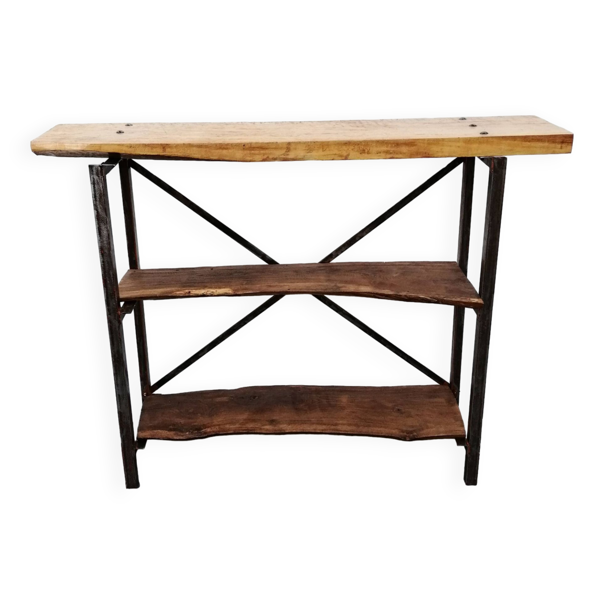 1940s workbench redone in metal and oak board