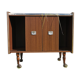 Furniture bar showcase with vintage wheels