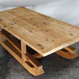 Large 19th century sculpted sled coffee table, folk art, France