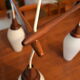 Scandinavian chandelier 3 opaline lights by Kristiansson for Luxus 50s