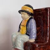 Pair of HB Quimper bookends by Berthe Savigny seated children