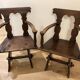 Pair of carved solid wood Dolomites armchairs