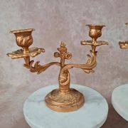 Paire de bougeoirs anciens dorés – style Louis Xv / Rocaille