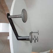 Vintage 1950s wall coat rack, wrought iron with chiselled details and solid aluminium.
