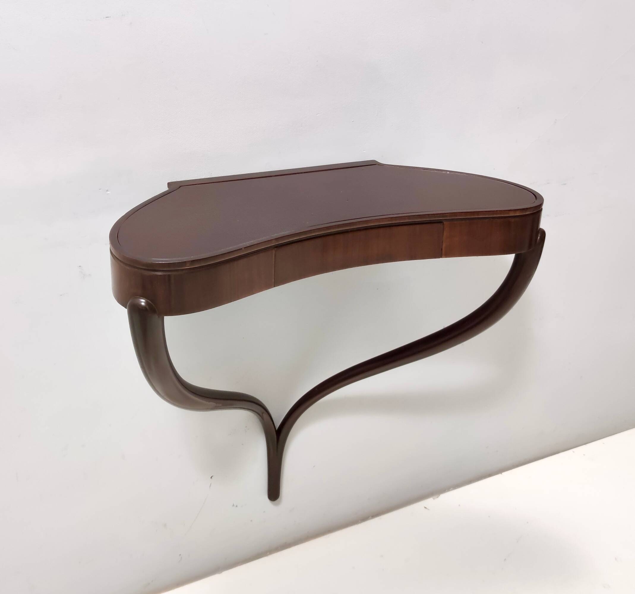 Ebonized Beech and Walnut Wall-Mounted Console Table
