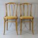 2 Thonet No. 56 chairs from 1900, caned, blond walnut stain