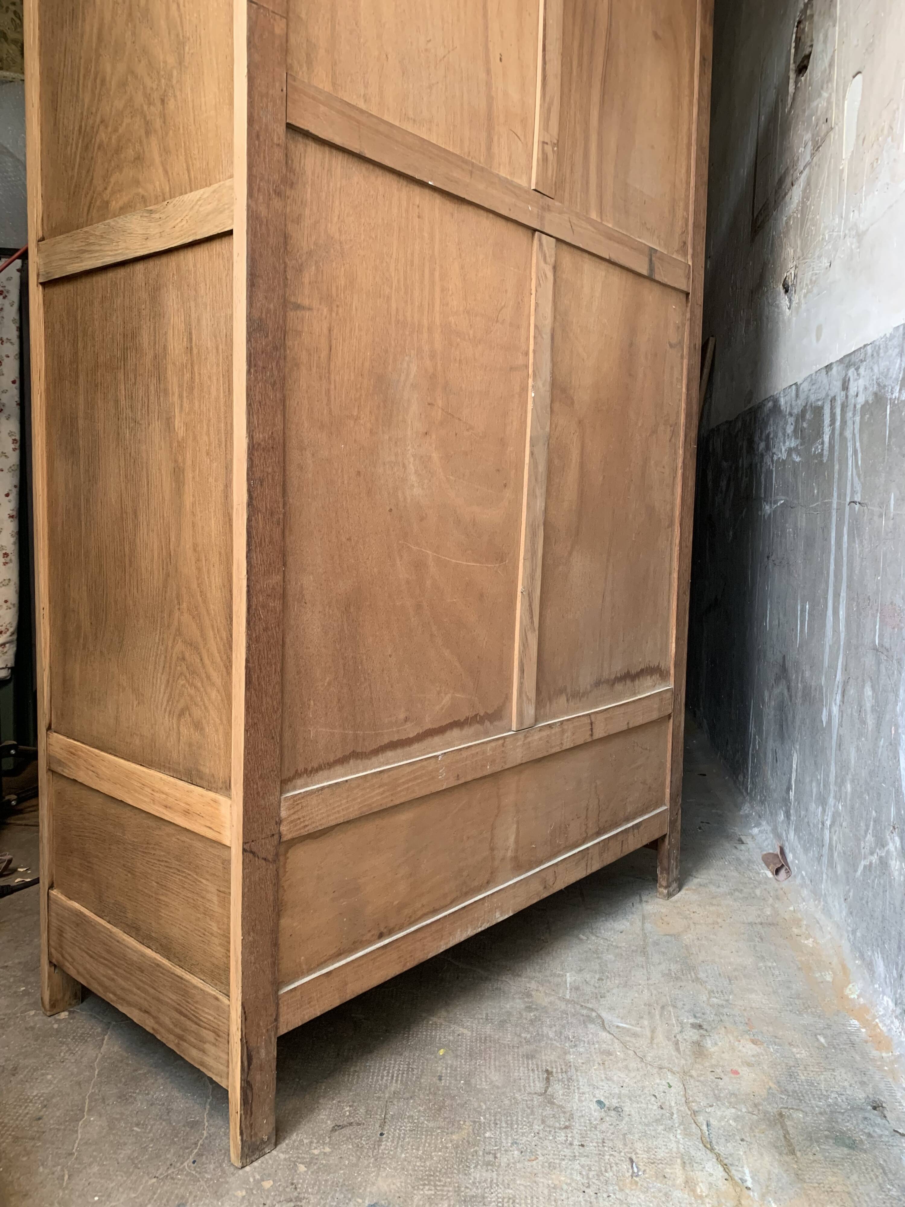 Parisian art deco glass cabinet in raw wood