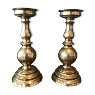 Pair of brass candlesticks