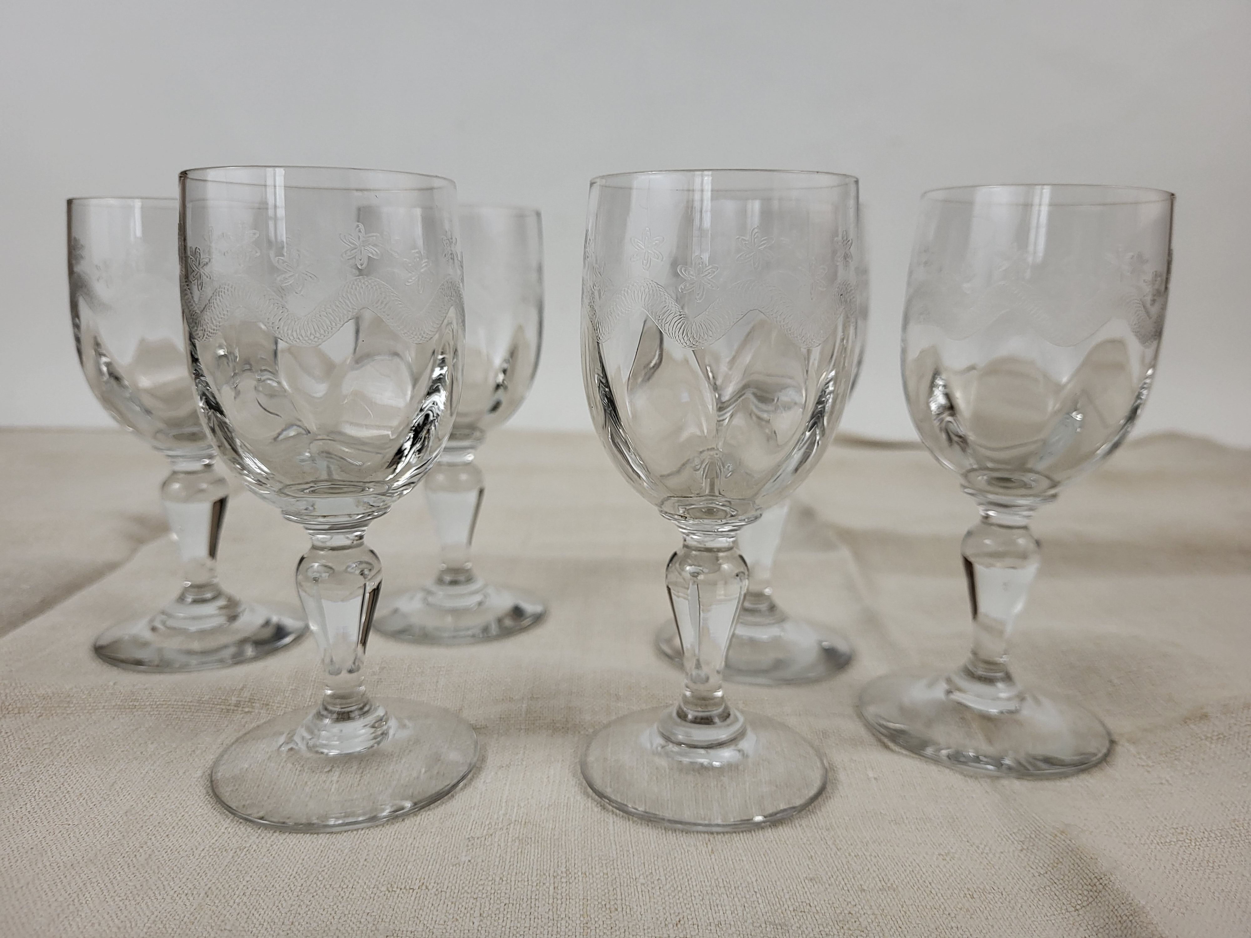 Set of 6 wine glasses Meisenthal model Emma