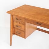 Vintage oak desk. Compass legs with drawers. France, 1950s