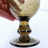 5 Medium Glasses on Vintage Smoked Bubble Base Biot H 11.5cm