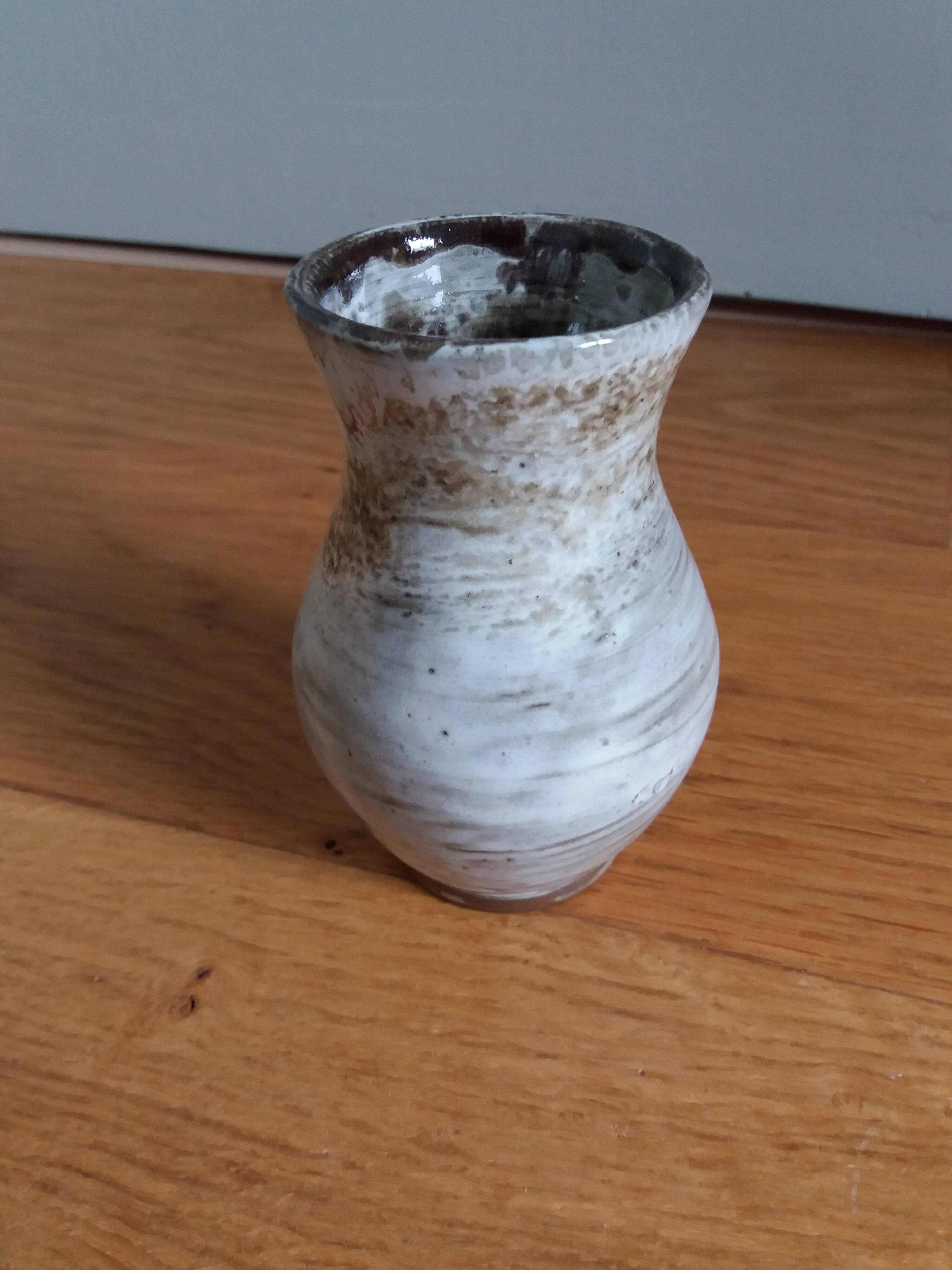 Enamelled stoneware vase Turgis artisanal pottery in Noron La Poterie