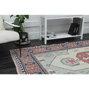 1970s Vintage Turkish Handmade Wool & Cotton Pink Area Rug 175x265