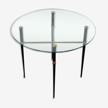 Round coffee table and brass