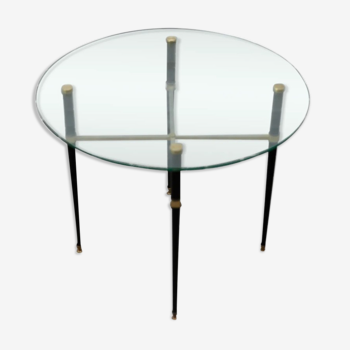 Table basse ronde et laiton