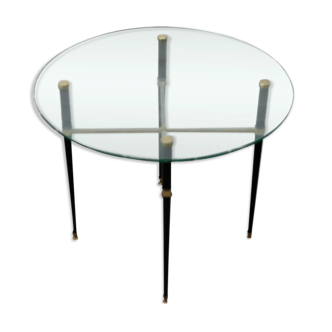Round coffee table and brass
