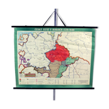 Vintage school map of czech state, czechoslovakia 1960s