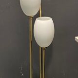 Italian Floor Lamp in Brass and Opaline Glass, 1980s