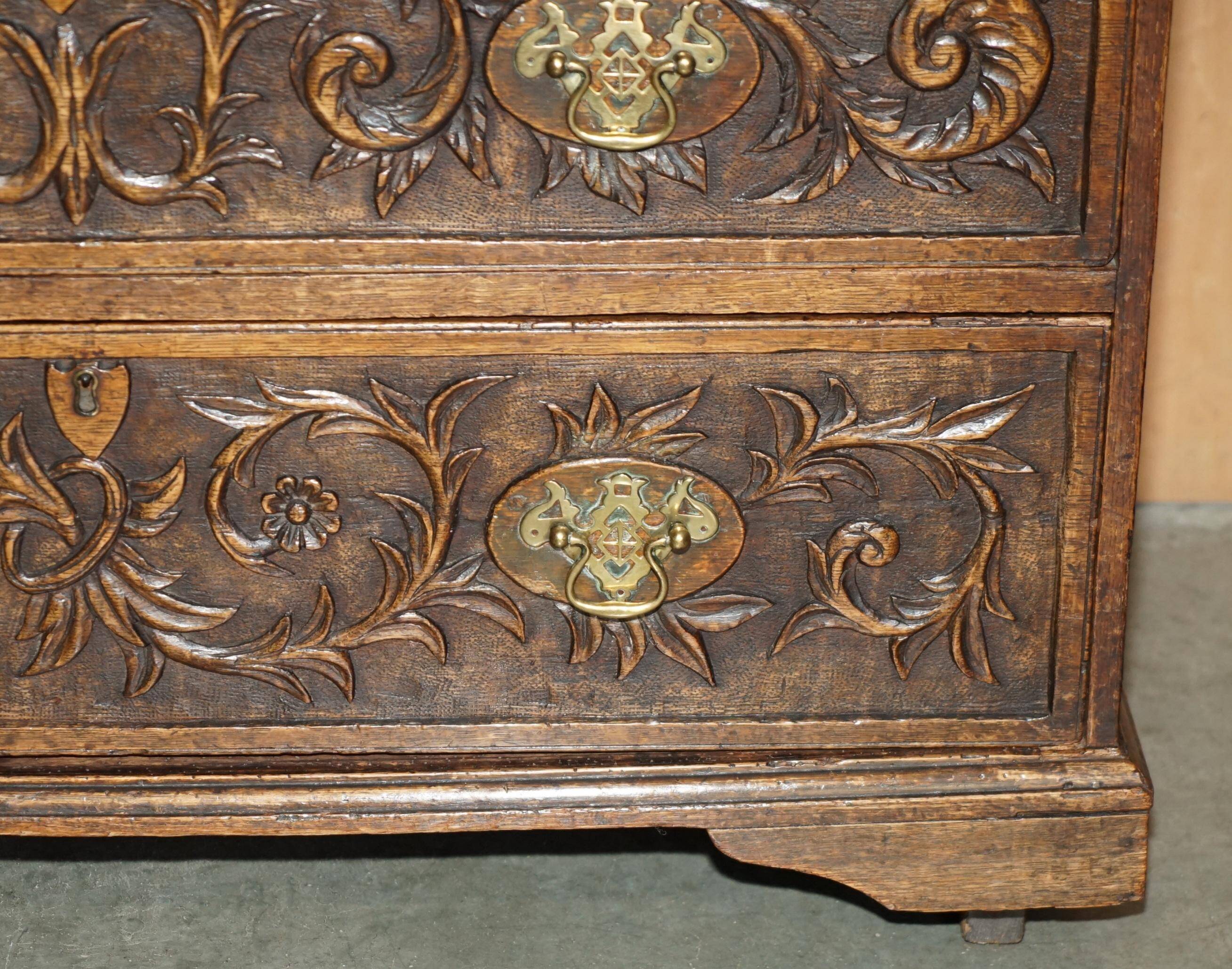 Victorian oak commode finely carved.