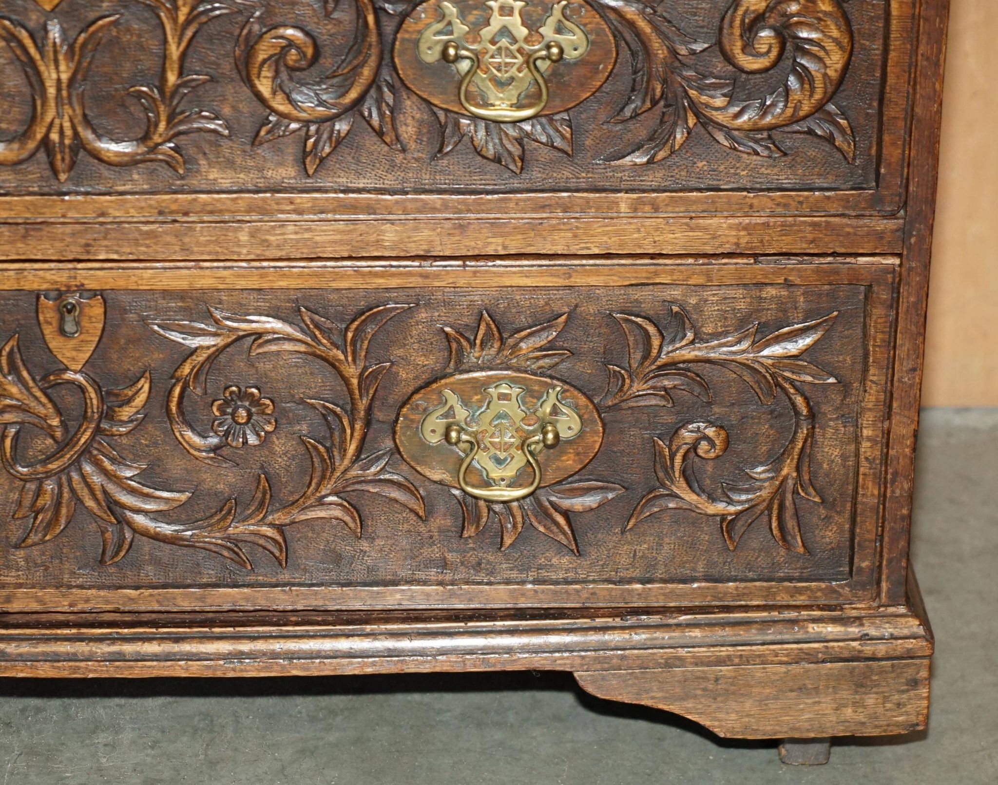 Victorian oak commode finely carved.