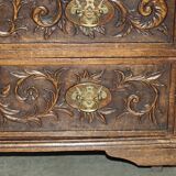 Victorian oak commode finely carved.