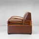 Fauteuil convertible Art Déco italien en éco-cuir marron.