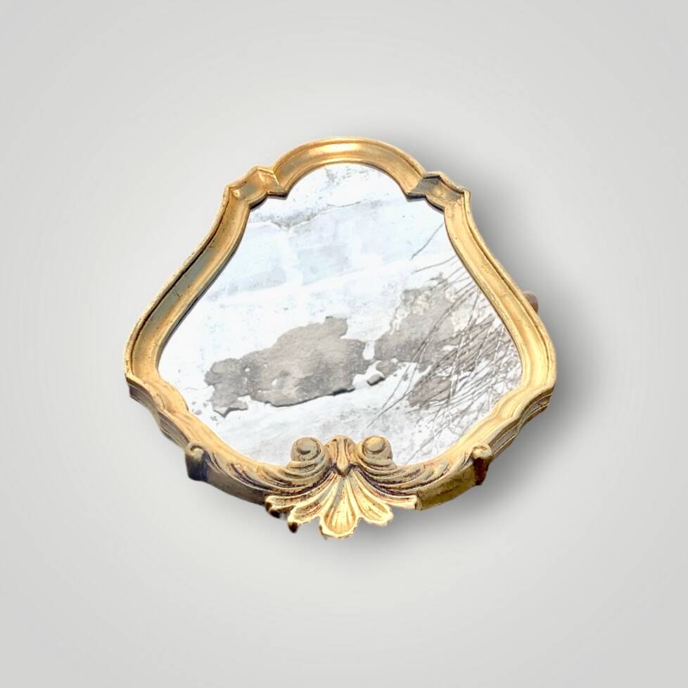 Vintage wall mirror with golden resin shell