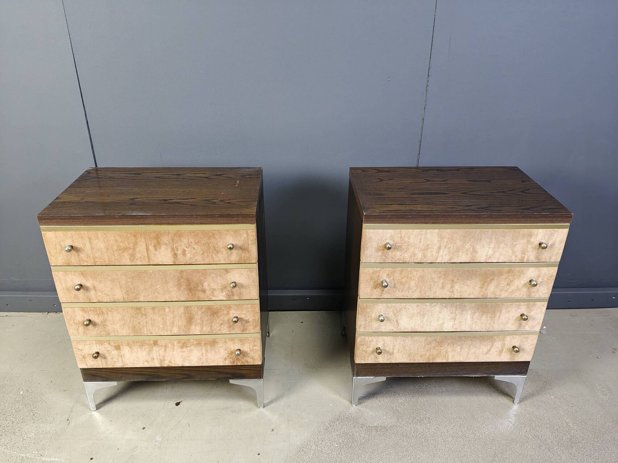 Pair of vintage italian chest of drawers, 1970s