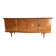 Vintage 4-door buffet with wood veneer and glass top.