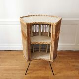 Bar and its 2 rattan stools, 1950