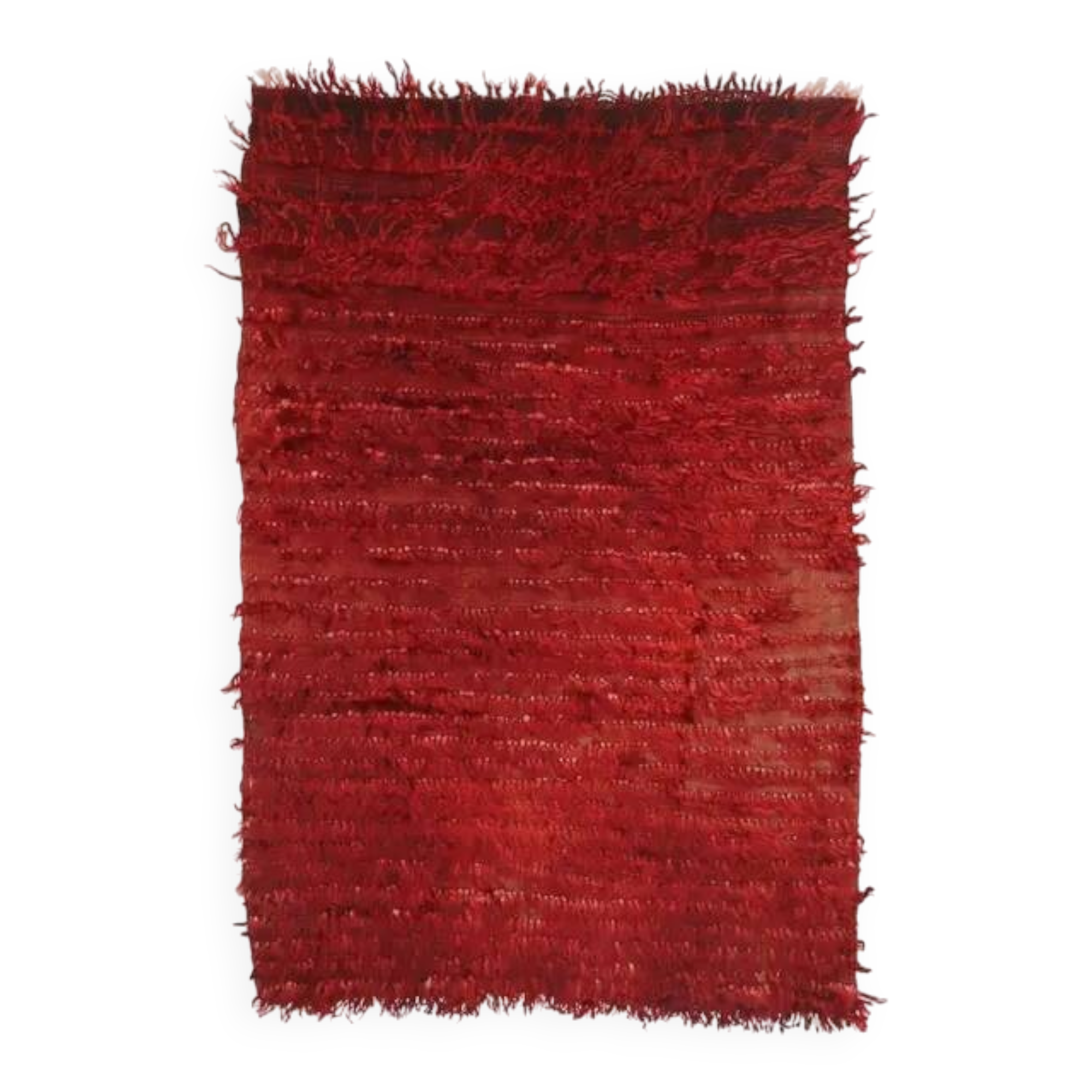Vintage Turkish Hand-Knotted Wool Cotton Red Kilim Area Rug 94x144