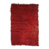 Tapis kilim turc vintage en laine et coton rouge fait main
