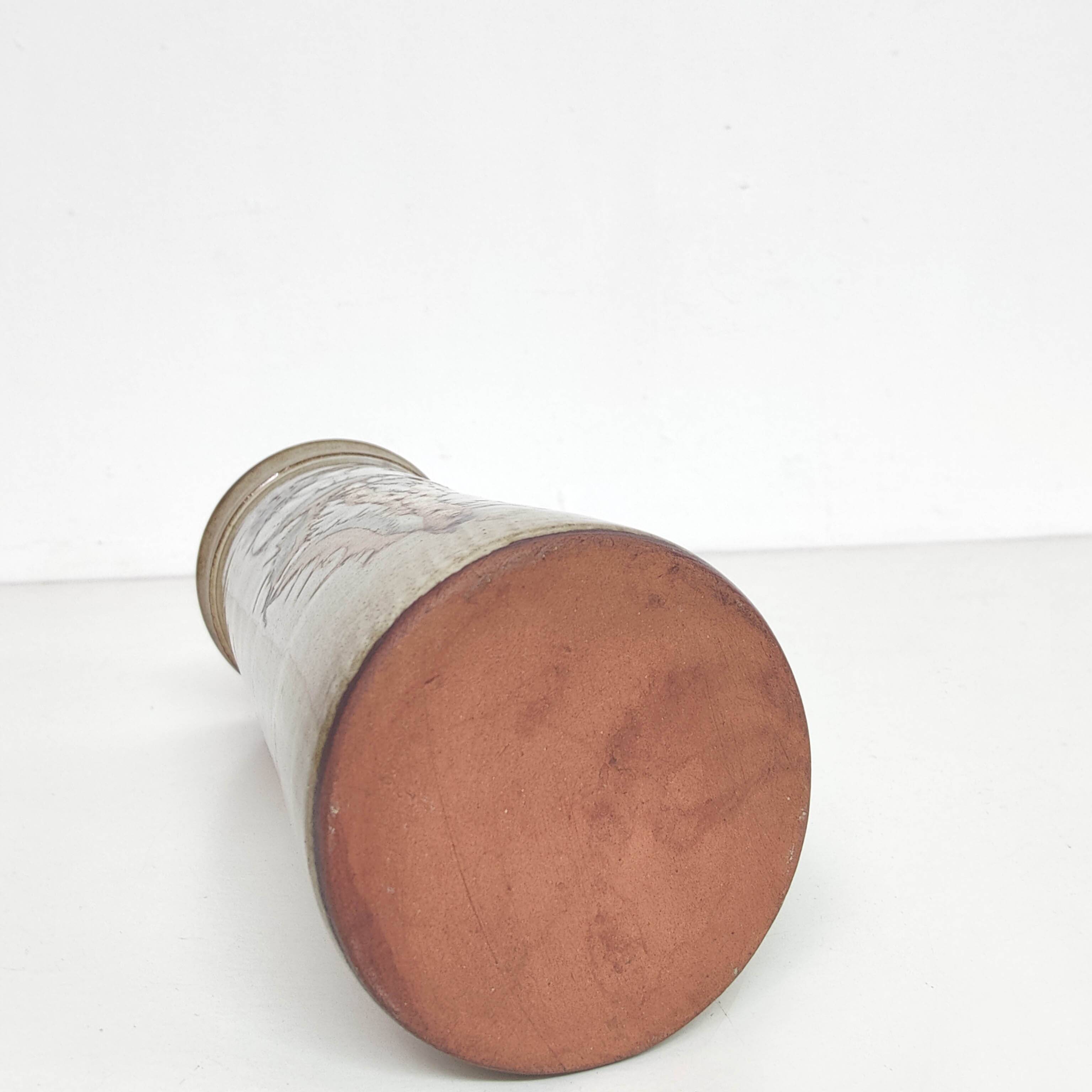 Ceramic vase decorated with thistle flowers signed Paulet