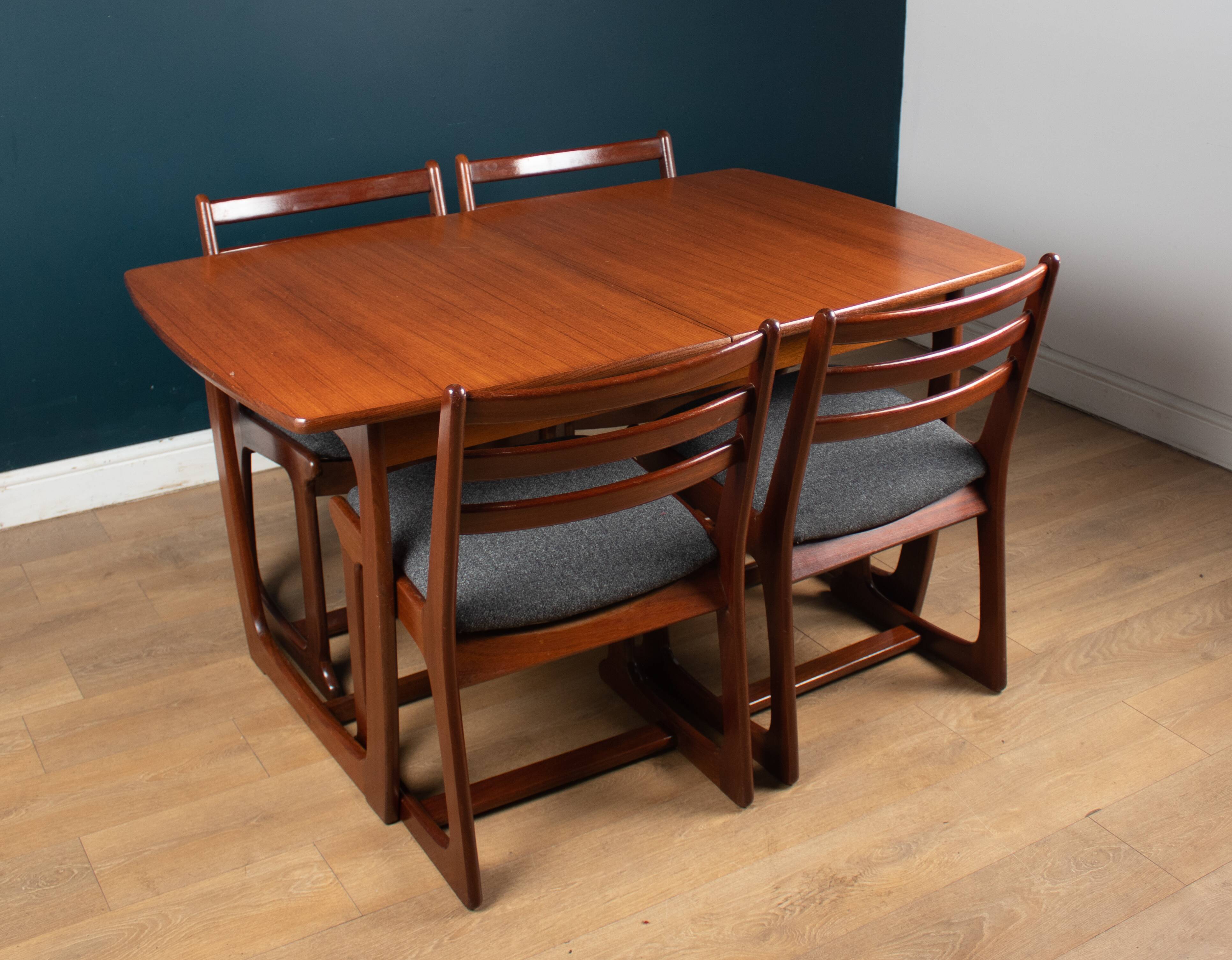 Retro teak 1960s portwood extending dining table & four chairs