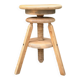 1950s solid oak tripod workshop stool with a screw mechanism.
