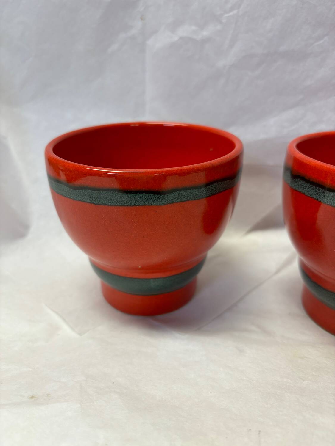 Set of 3 red German ceramic cups