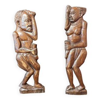 Pair of carved wooden panels