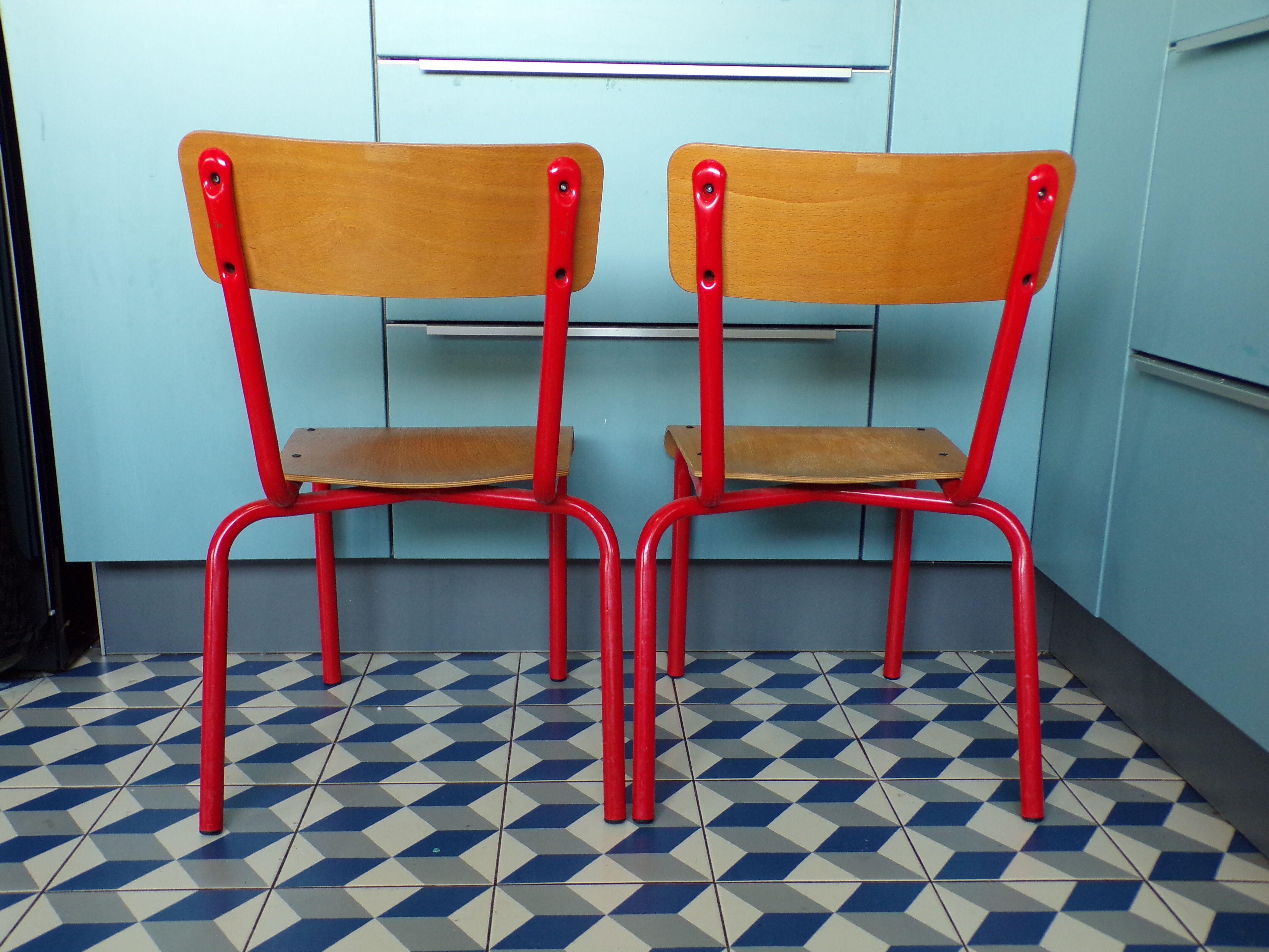 Paire de chaises d'école enfant vintage