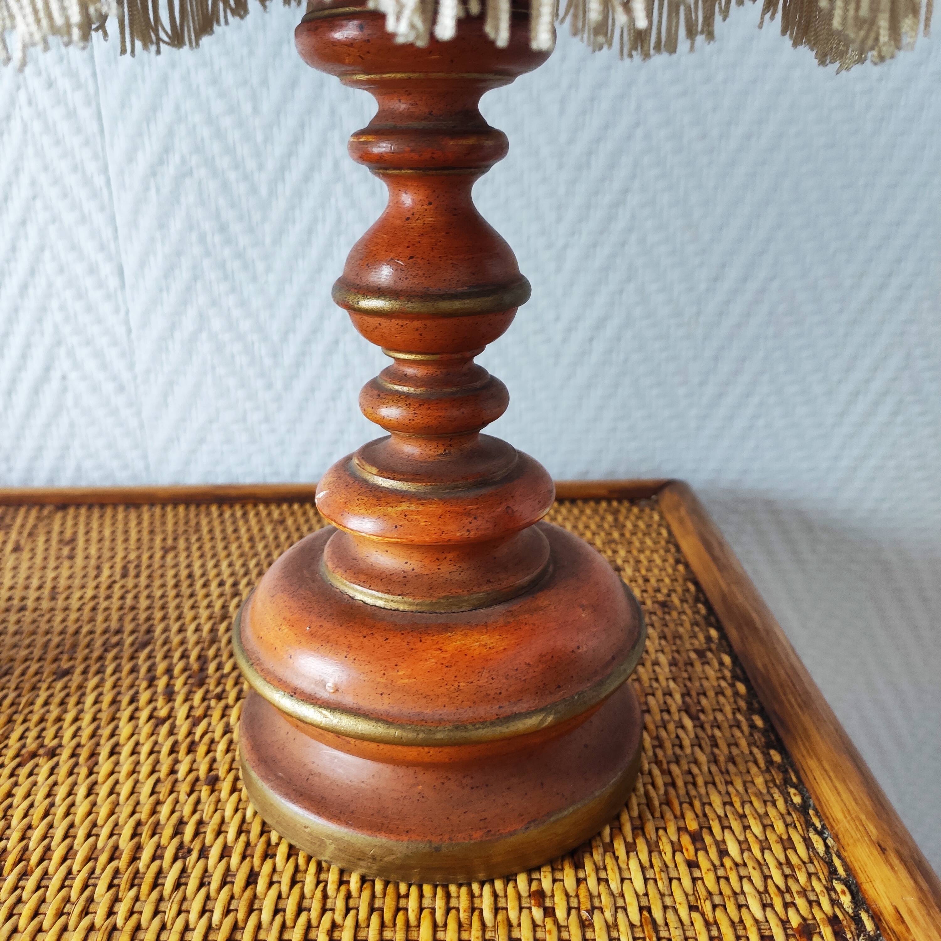 Paire de lampes vintage bois tourné