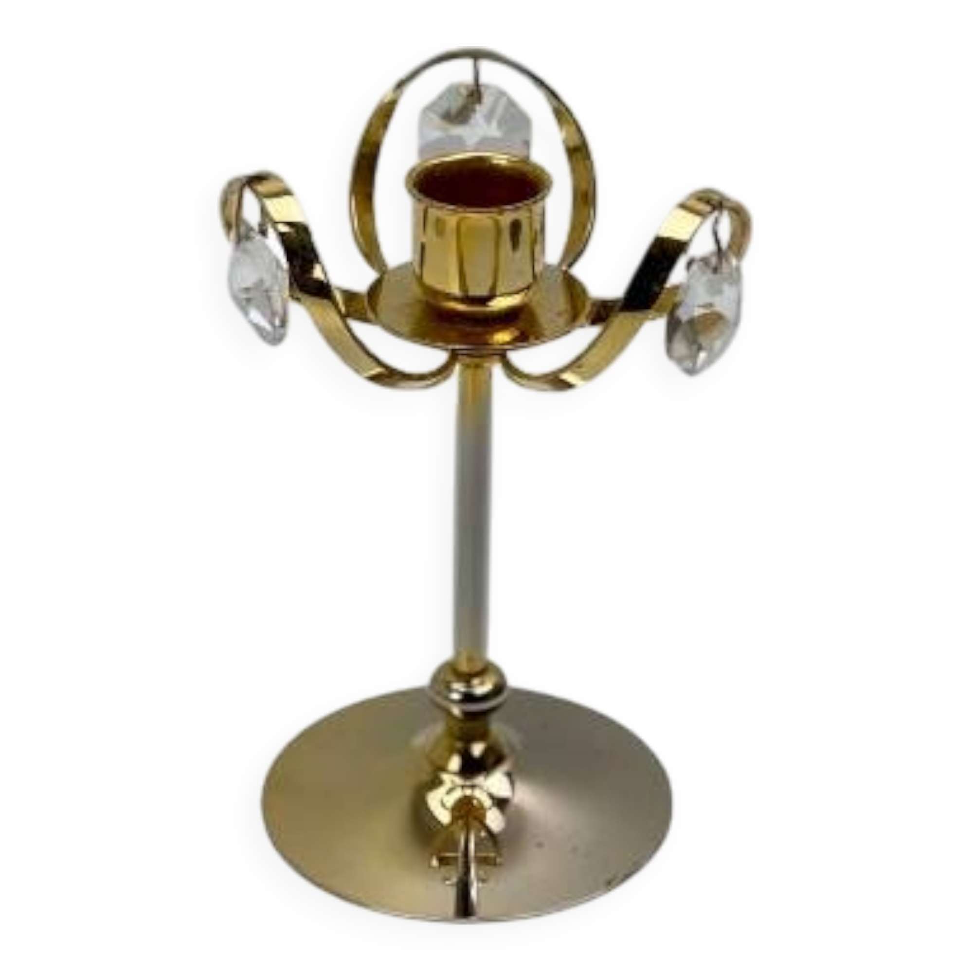 Vintage candle holder in 24 carat gold plated brass and Swarovski crystal, Palwa, Hollywood Regency. Allem